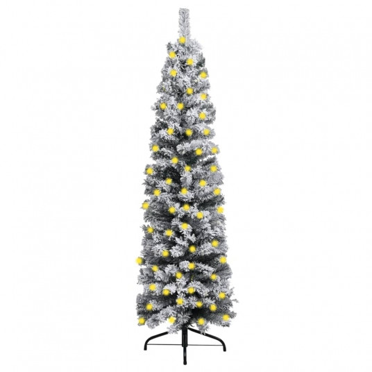 Siaura Kalėdų eglutė su LED ir sniegu, žalia, 210cm, PVC
