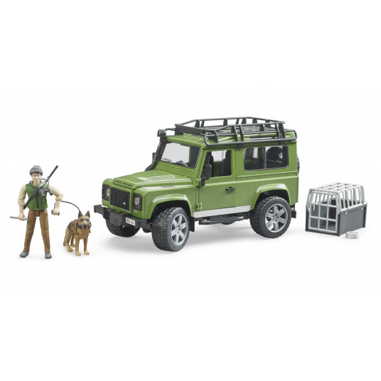  BRUDER automobilis Land Rover Defender su miškininku ir šunimi, 02587 