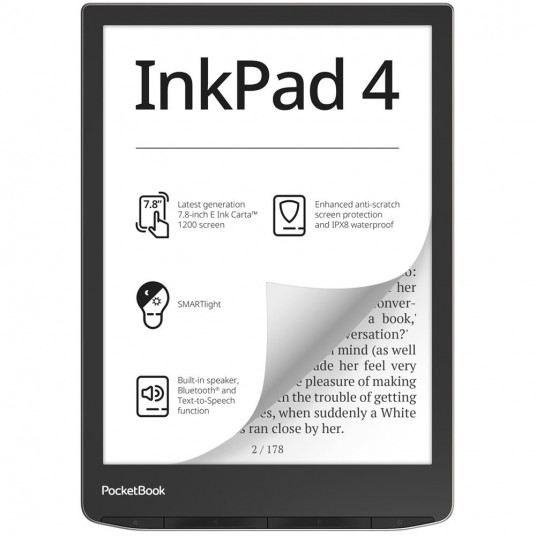  E-Reader|POCKETBOOK|InkPad 4|7.8"|1872x1404|1xAudio-Out|1xUSB-C|Micro SD|Wireless LAN|Bluetooth|PB743G-U-WW 
