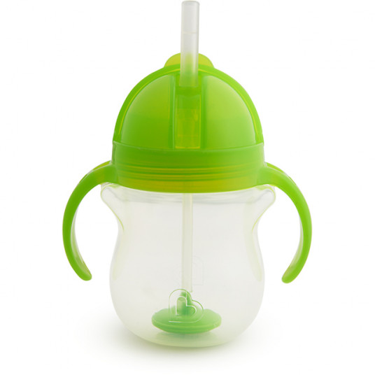 MUNCHKIN gertuvė su rankenom ir šiaudeliu, 207ml, 6m+, green, 01225601