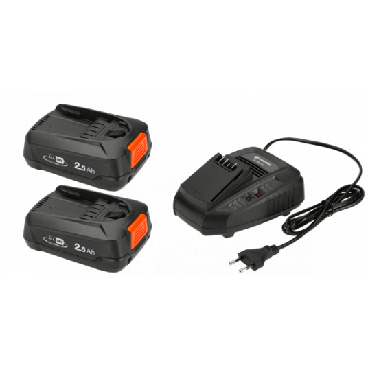 Pradedančiojo rinkinys Gardena P4A 2 x PBA 18V/45 + AL 1830 CV, 14907-20