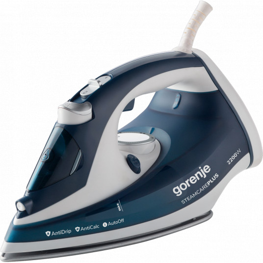 Gorenje Steam Iron SIH2200TQC Steam Iron, 2200 W, Water tank capacity 300 ml, Continuous steam 30 g/min, Blue/White 