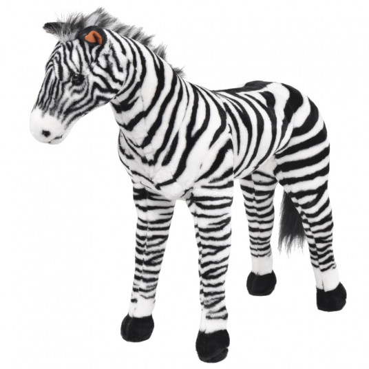 Stovintis pliušinis žaislas zebras, baltas ir juodas, XXL 