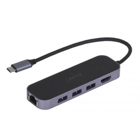 Unitek Hub USB-C 3.1 RJ-45 3xUSB-A HDMI 4K PD100W