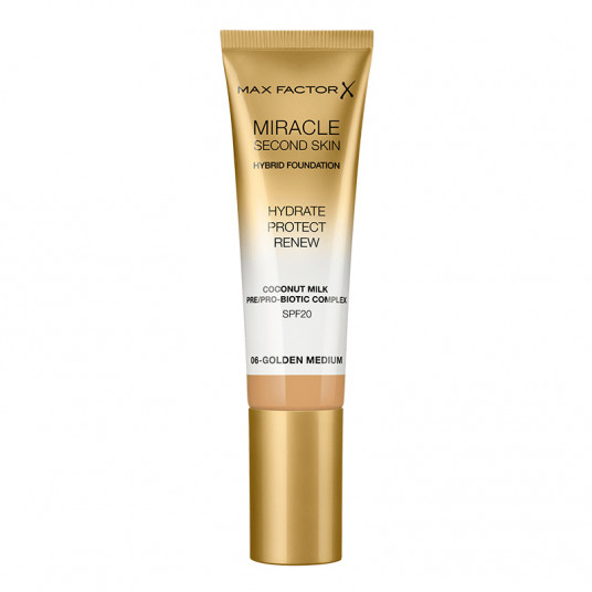 Max Factor Miracle Second Skin Hybrid Foundation Makeup 06 Golden Medium 30 ml