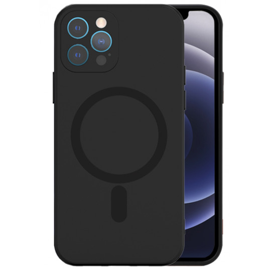 Mocco MagSilicone Soft Back Case Silicone Case for Apple iPhone 12 Black