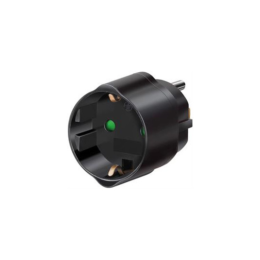  Elektros lizdo adapteris, JAV / Jap į ES , įžemintas, gyvūnų apsauga Brennenstuhl juodas / GT-473 