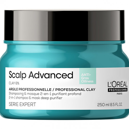 L´Oréal Professionnel - Shampoo and mask for oily scalp 2 in 1 Scalp Advanced (Anti-Oiliness 2-in-1 Clay) 250 ml