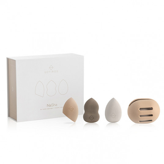  Sefiros - NaSha makeup sponge set 4, 3 pcs + travel case 