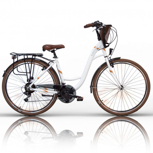 Dviratis UMIT Valencia Lady V-brake 28" dydis 18,5" (47cm) (balta/ruda)