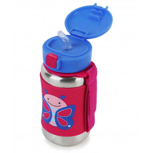 SKIP HOP gertuvė su šiaudeliu 12m+ 350ml Zoo Butterfly 252517