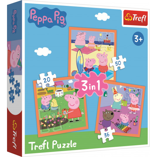 TREFL PEPPA PIG 3 dėlionių rinkinys „Kiaulytė Pepa“