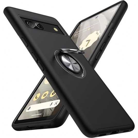  AOUIA Google Pixel 7A Case with 360° Magnetic Rotating Stand Black 