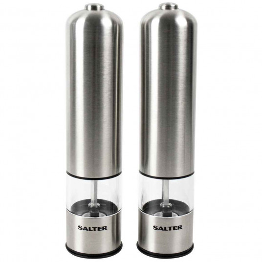  Salter 7722 SSTURA Stainless Steel Electronic Salt & Pepper Mill Set 