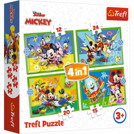 TREFL MICKEY MOUSE 12+15+20+24 dėlionių rinkinys „Peliukas Mikis“
