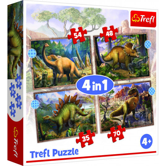  TREFL 4 dėlionių rinkinys „Dinozaurai“ 