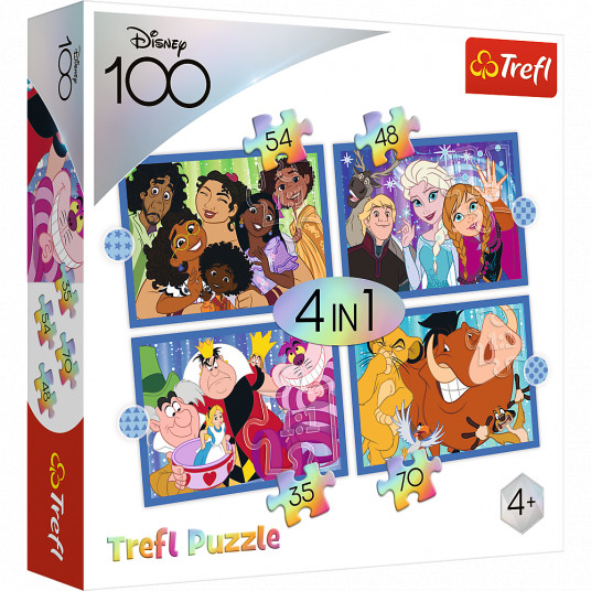  TREFL DISNEY 35+48+54+70 dėlionių rinkinys „Disney 100“ 