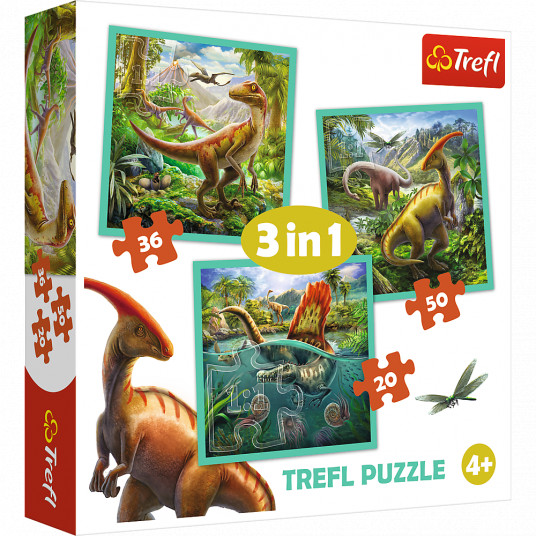 TREFL 3 dėlionių rinkinys „Dinozaurai“