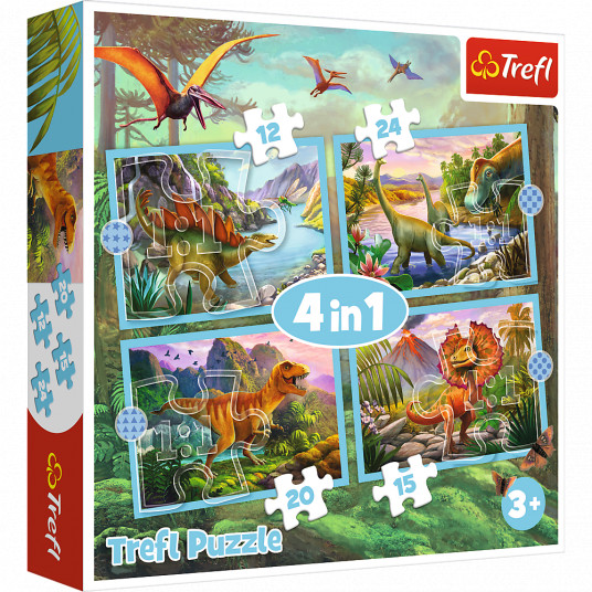 TREFL 12+15+20+24 dėlionių rinkinys „Dinozaurai“