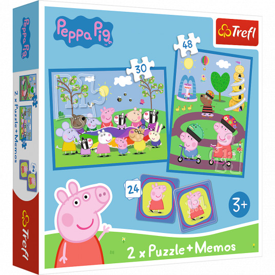  TREFL PEPPA PIG 30+ 48+ 24 memo kortelės, dėlionė-žaidimas „Pepa“ 