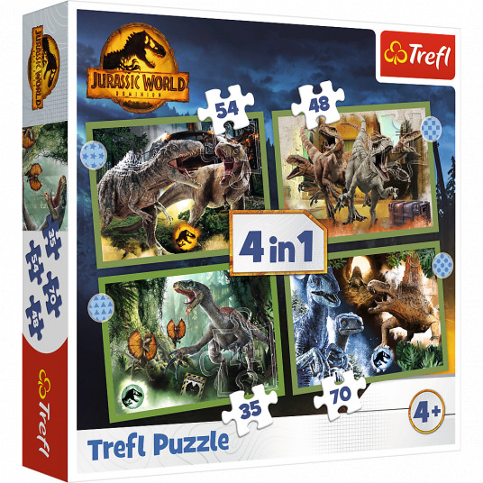 TREFL JURASSIC PARK 35+48+54+70 dėlionių rinkinys „Juros periodo parkas“