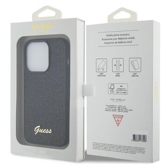 Guess HC Sequin Script Metal Case for Apple iPhone 15 Pro