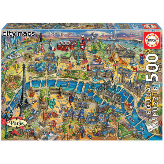  Dėlionė (puzzle) 500 PARYŽIAUS MIESTO ŽEMĖLAPIS 