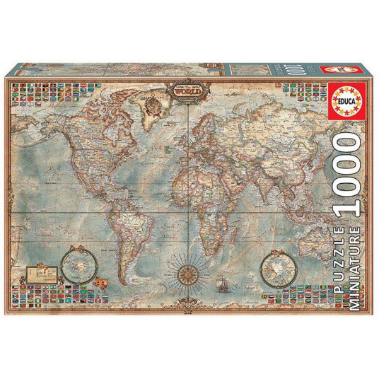 Dėlionė (puzzle) 1000 POLITICAL MAP OF THE WORLD "MINIATURE" 12-99 metų