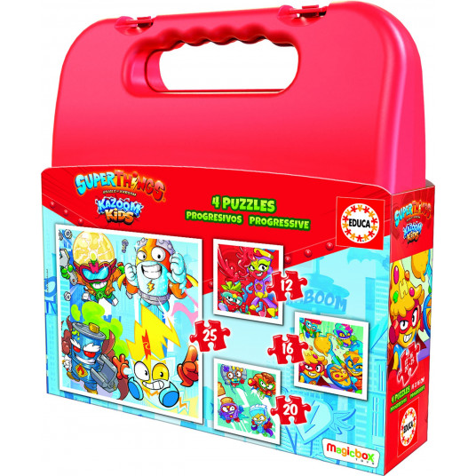 Dėlionės (puzzle) lagamine 12+16+20+25 SUPERTHINGS 3-5metų