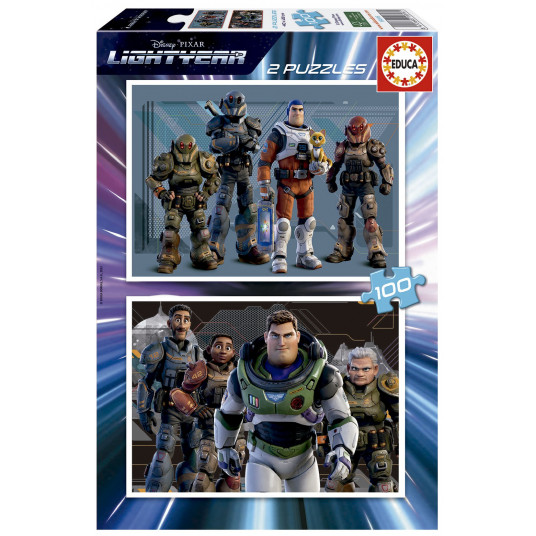  2 dėlionės (puzzle) medinės 2x100 LIGHTYEAR 6-8metų 