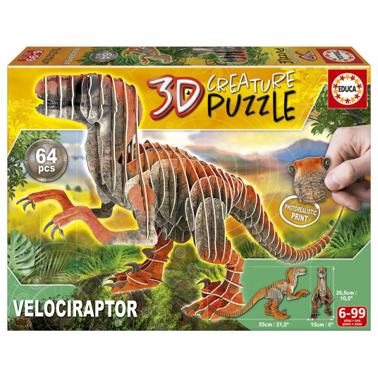  3D dėlionė (puzzle) VELOCIRAPTOR 6-99metų 