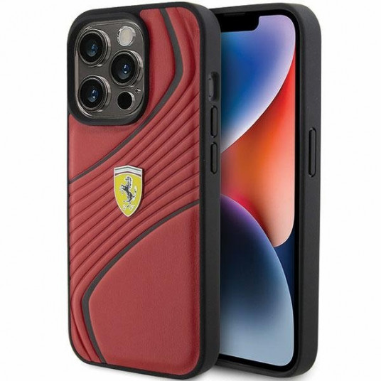 Ferrari Twist Metal Logo Back Case for Apple iPhone 15 Pro