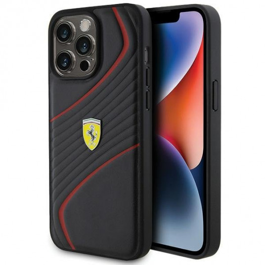 Ferrari Twist Metal Logo Back Case for Apple iPhone 15 Pro Max