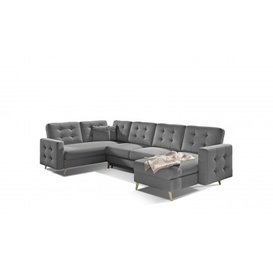 Kampinė sofa Asgard su patalynės dėže, audinys Soft 29