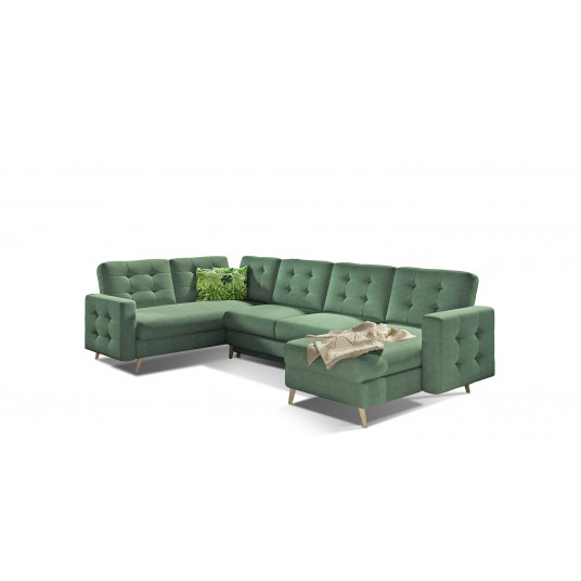 Kampinė sofa Asgard su patalynės dėže, audinys Soro 34, Jungle 32