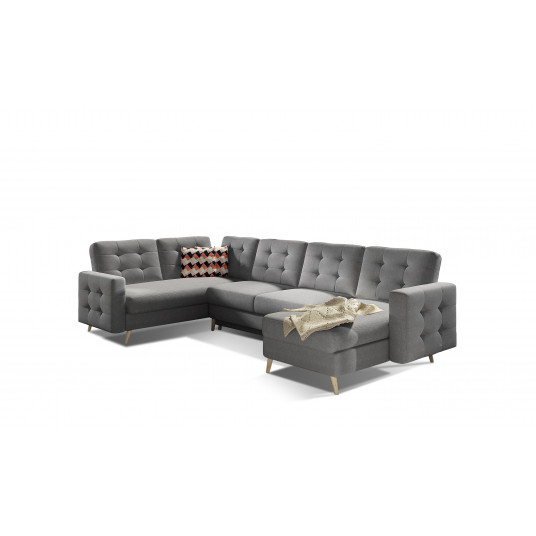 Kampinė sofa Asgard su patalynės dėže, audinys Gusto 88, Zigzag 60