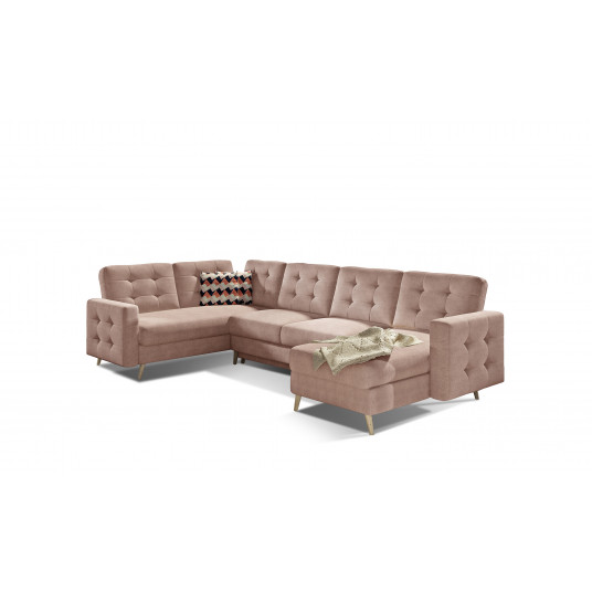 Kampinė sofa Asgard su patalynės dėže, audinys Omega 91, Zigzag 60