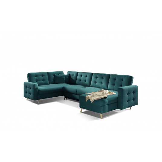 Kampinė sofa Asgard su patalynės dėže, audinys Mat Velvet 75