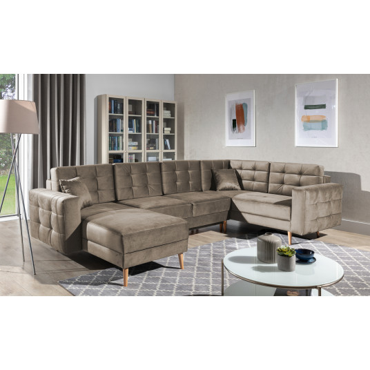 Kampinė sofa Asgard su patalynės dėže, audinys Monolith 09