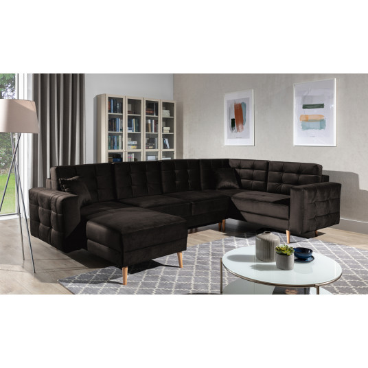 Kampinė sofa Asgard su patalynės dėže, audinys Monolith 29