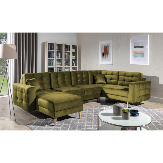 Kampinė sofa Asgard su patalynės dėže, audinys Monolith 38