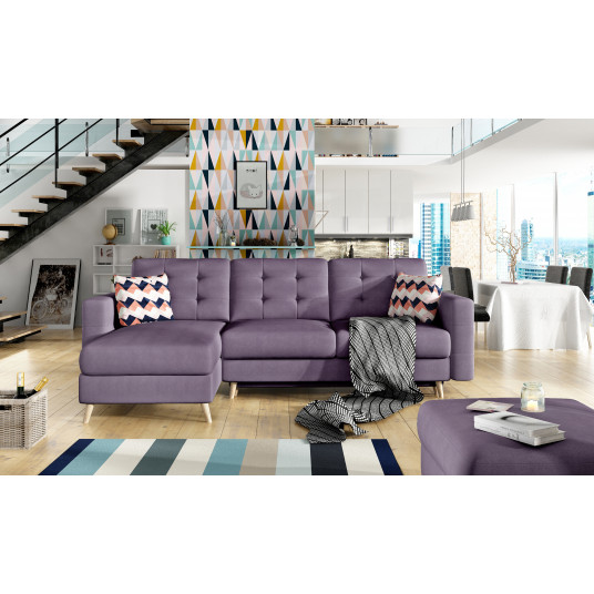  Kampinė sofa Asgard su patalynės dėže, audinys Soro 65, Zigzag 60 