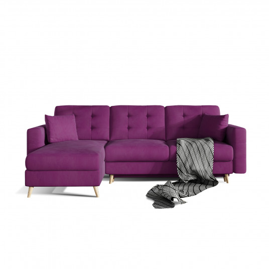 Kampinė sofa Asgard su patalynės dėže, audinys Mat Velvet 68