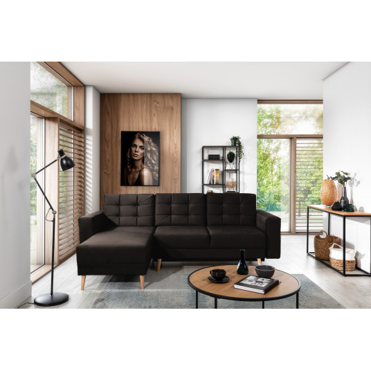 Kampinė sofa Asgard su patalynės dėže, audinys Monolith 29