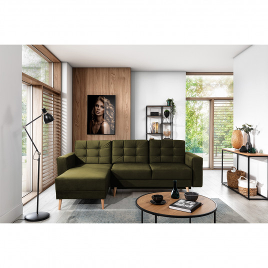 Kampinė sofa Asgard su patalynės dėže, audinys Monolith 38