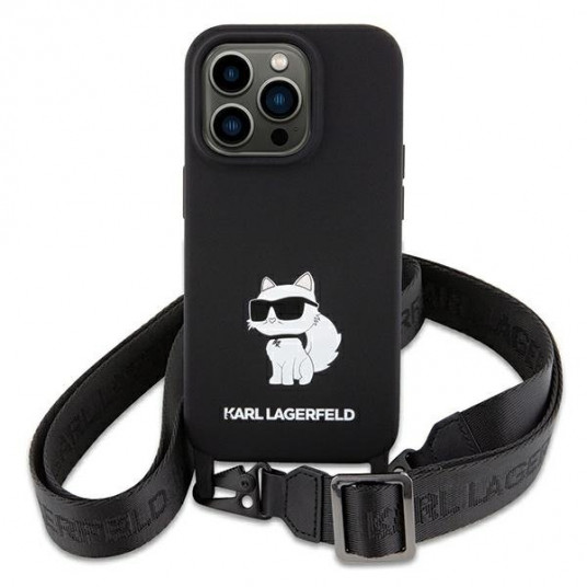 Karl Lagerfeld Crossbody Silicone Choupette Back Case for Apple iPhone 15