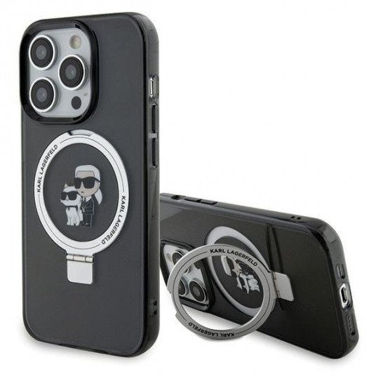  Karl Lagerfeld Ring Stand Karl&Choupettte MagSafe Back Case for Apple iPhone 15 Pro Max 