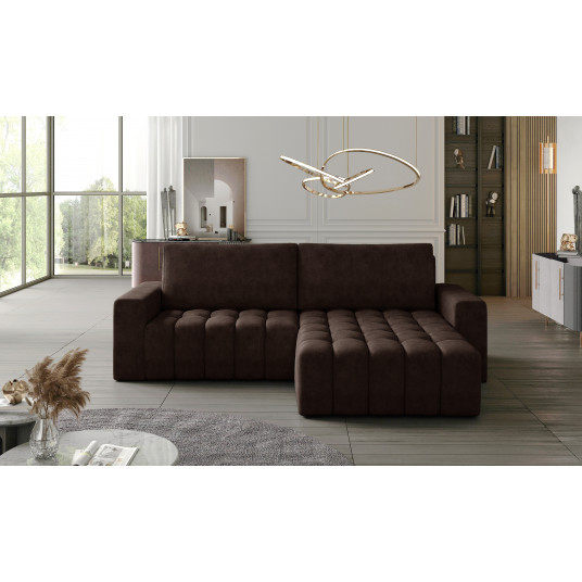 Kampinė sofa Bonett su patalynės dėže, audinys Dora 28