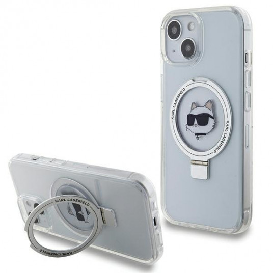 Karl Lagerfeld Ring Stand Choupette Head MagSafe Back Case for Apple iPhone 15