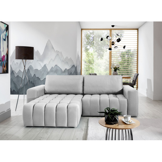 Kampinė sofa Bonett su patalynės dėže, audinys Solar 01